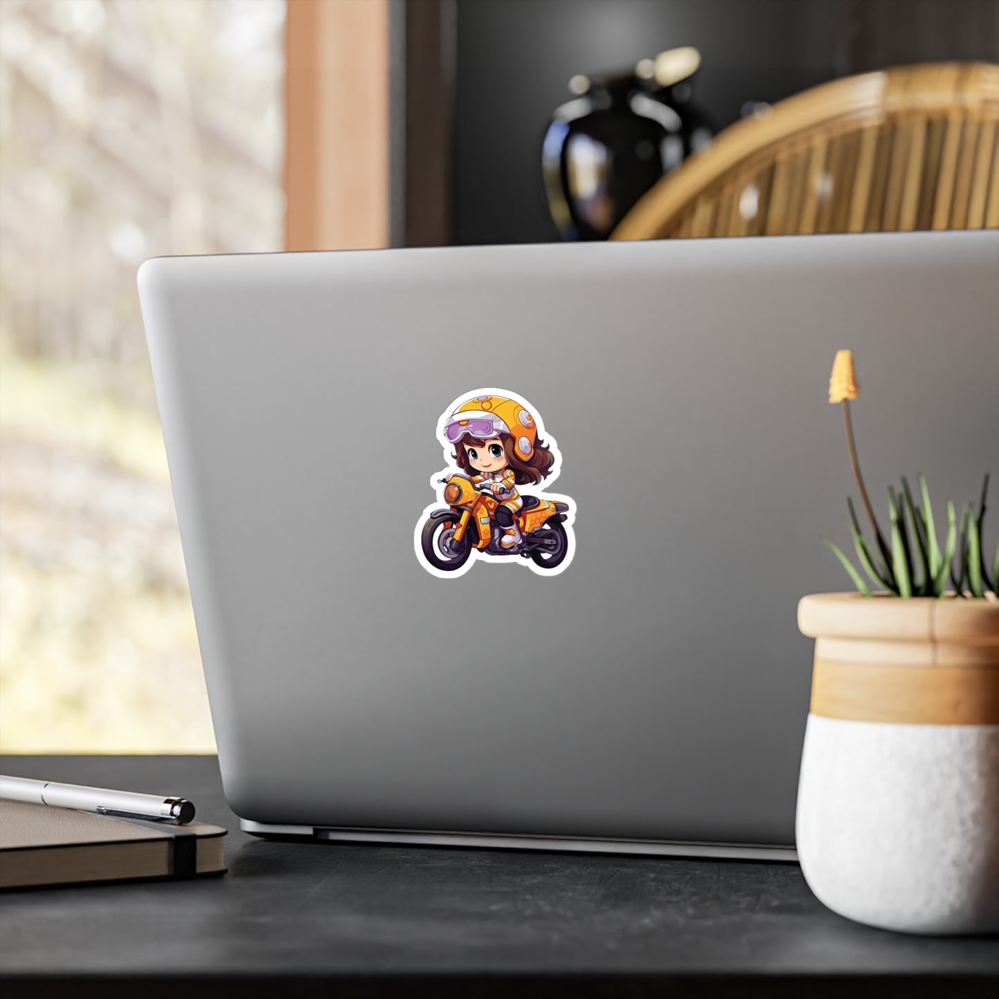 Biker Chick Decals - Orange Biker