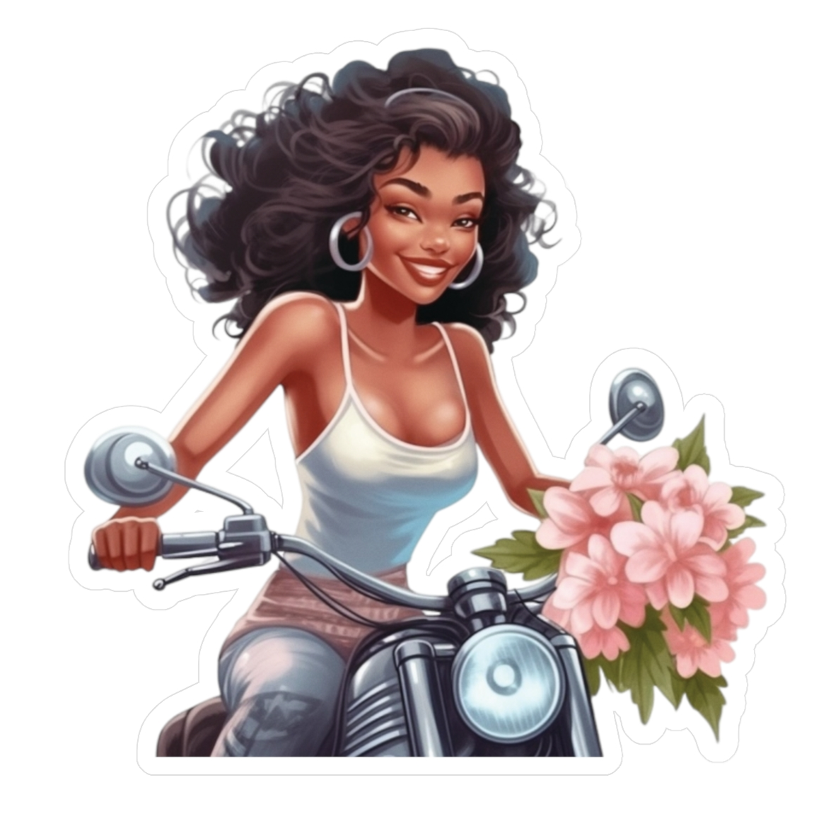 Biker Chick Decals - Girl with the Flowers