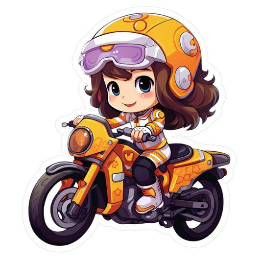 Biker Chick Decals - Orange Biker